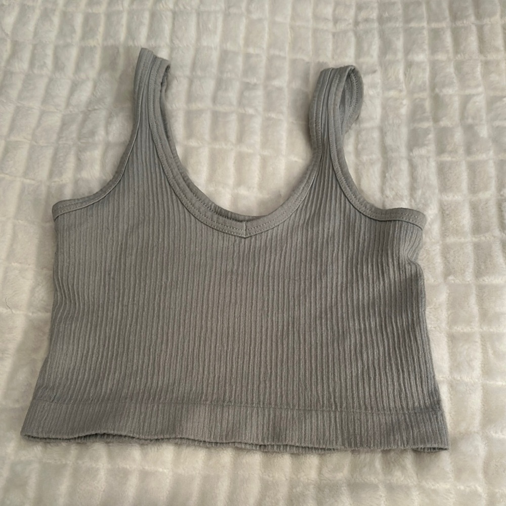 Gray Ribbed Women's Crop Top